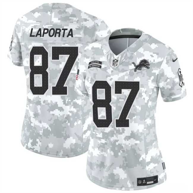 Women%27s Detroit Lions #87 Sam LaPorta 2024 F.U.S.E Arctic Camo Salute To Service Limited Stitched Jersey Dzhi->detroit lions->NFL Jersey